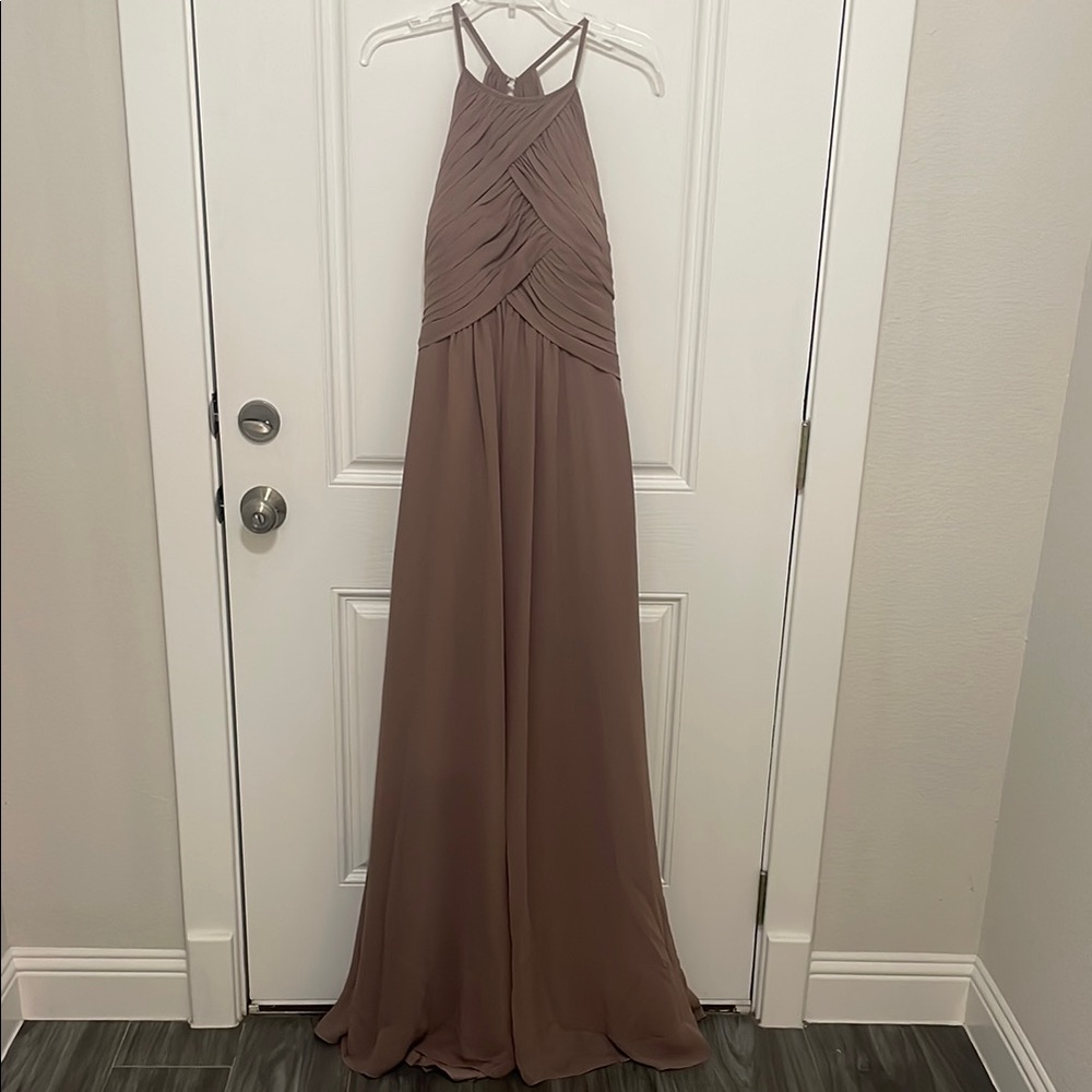 Elegant Brown Halter Maxi Dress